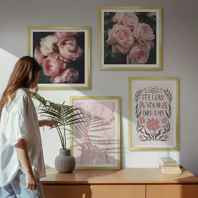 Polyptychon mit Rahmen Motiv Vintage Rosen Marmorträume