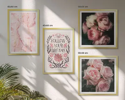 Polyptychon mit Rahmen Motiv Vintage Rosen Marmorträume