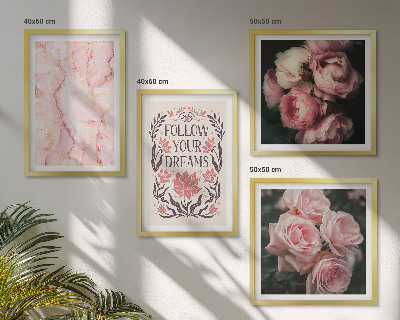 Polyptychon mit rahmen Vintage-Rosen-Marmorträume