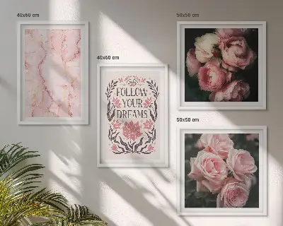 Polyptychon mit Rahmen Motiv Vintage Rosen Marmorträume