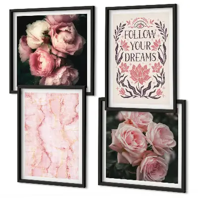 Polyptychon mit Rahmen Motiv Vintage Rosen Marmorträume