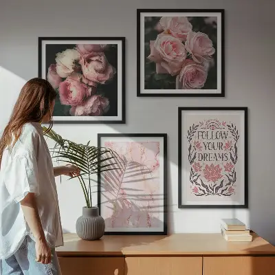 Polyptychon mit Rahmen Motiv Vintage Rosen Marmorträume