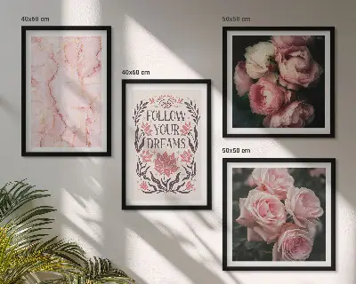 Polyptychon mit Rahmen Motiv Vintage Rosen Marmorträume