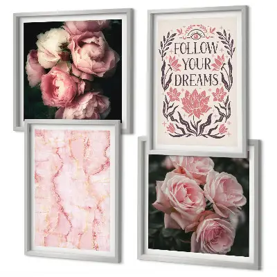 Polyptychon mit Rahmen Motiv Vintage Rosen Marmorträume