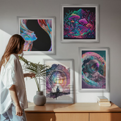 Wanddeko-set Farbenfrohe Fantasy-Kunstillustrationen