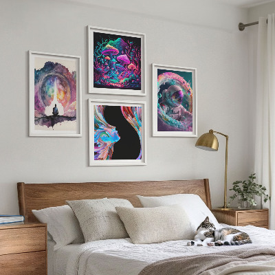 Wanddeko-set Farbenfrohe Fantasy-Kunstillustrationen