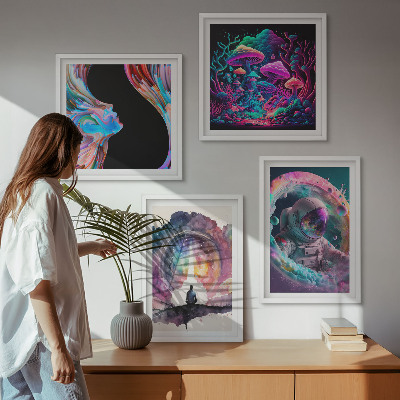Wanddeko-set Farbenfrohe Fantasy-Kunstillustrationen