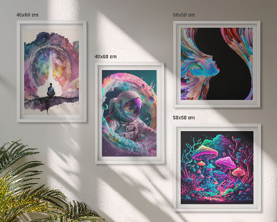 Wanddeko-set Farbenfrohe Fantasy-Kunstillustrationen