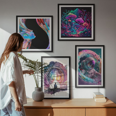 Wanddeko-set Farbenfrohe Fantasy-Kunstillustrationen