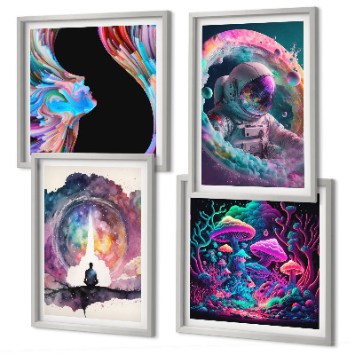 Wanddeko-set Farbenfrohe Fantasy-Kunstillustrationen