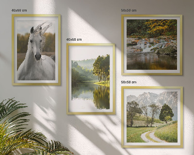Polyptychon mit rahmen Natur des Flusses White Horses