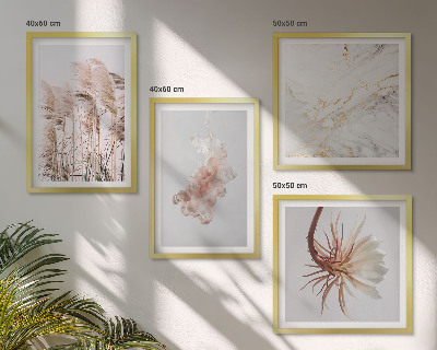 Wanddeko-set Elegante Gräser, Blumen, Marmor