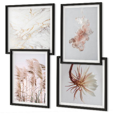 Wanddeko-set Elegante Gräser, Blumen, Marmor