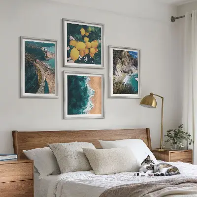 Wanddeko-Set mit Meer, Strand, Zitronen und Bergen