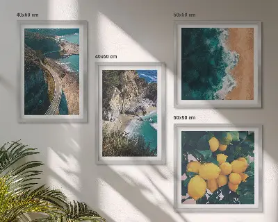 Wanddeko-Set mit Meer, Strand, Zitronen und Bergen
