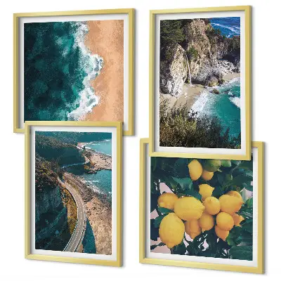 Wanddeko-Set mit Meer, Strand, Zitronen und Bergen