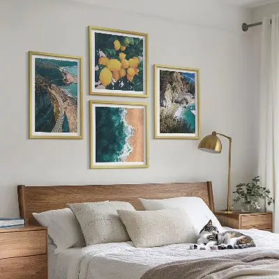 Wanddeko-Set mit Meer, Strand, Zitronen und Bergen