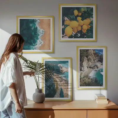 Wanddeko-Set mit Meer, Strand, Zitronen und Bergen