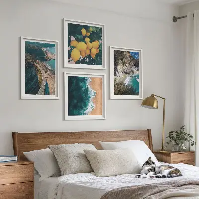 Wanddeko-Set mit Meer, Strand, Zitronen und Bergen