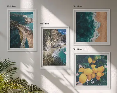 Wanddeko-Set mit Meer, Strand, Zitronen und Bergen