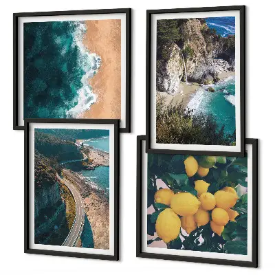 Wanddeko-Set mit Meer, Strand, Zitronen und Bergen