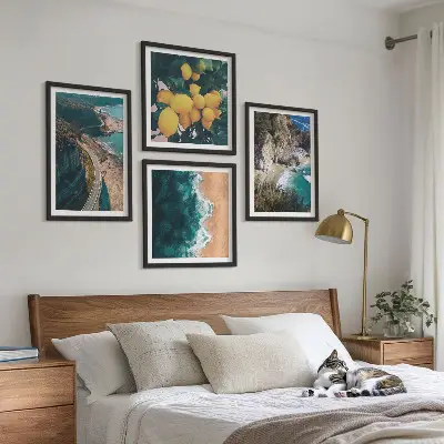 Wanddeko-Set mit Meer, Strand, Zitronen und Bergen