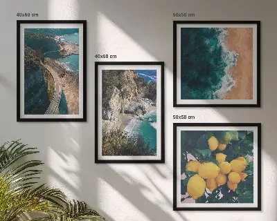 Wanddeko-Set mit Meer, Strand, Zitronen und Bergen