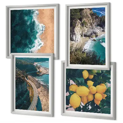 Wanddeko-Set mit Meer, Strand, Zitronen und Bergen