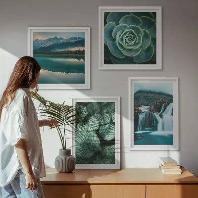 Wanddeko-Set Nahaufnahmen von Sukkulenten-Blättern