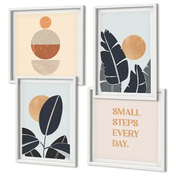 Wanddeko-Set mit minimalistischem Sonnenmuster in Pflanzenoptik