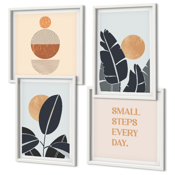 Wanddeko-set Pflanzenmuster große minimalistische Sonnen