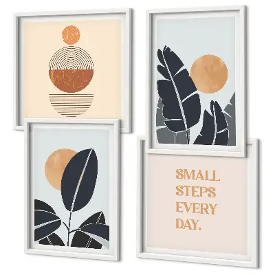 Wanddeko-Set mit minimalistischem Sonnenmuster in Pflanzenoptik