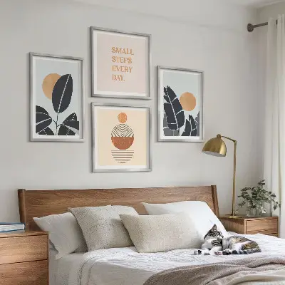 Wanddeko-Set mit minimalistischem Sonnenmuster in Pflanzenoptik