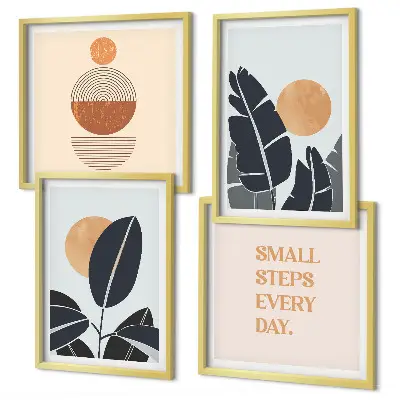 Wanddeko-Set mit minimalistischem Sonnenmuster in Pflanzenoptik