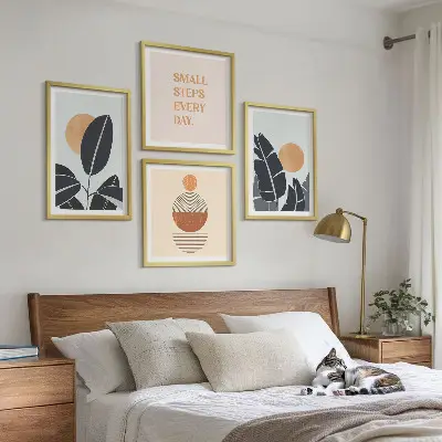 Wanddeko-Set mit minimalistischem Sonnenmuster in Pflanzenoptik