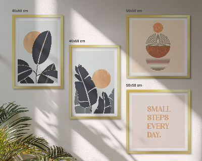 Wanddeko-set Pflanzenmuster große minimalistische Sonnen
