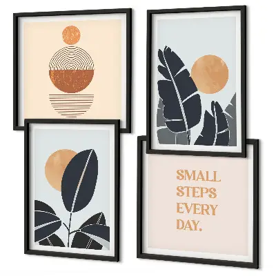 Wanddeko-Set mit minimalistischem Sonnenmuster in Pflanzenoptik
