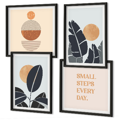 Wanddeko-set Pflanzenmuster große minimalistische Sonnen
