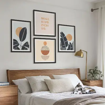 Wanddeko-Set mit minimalistischem Sonnenmuster in Pflanzenoptik
