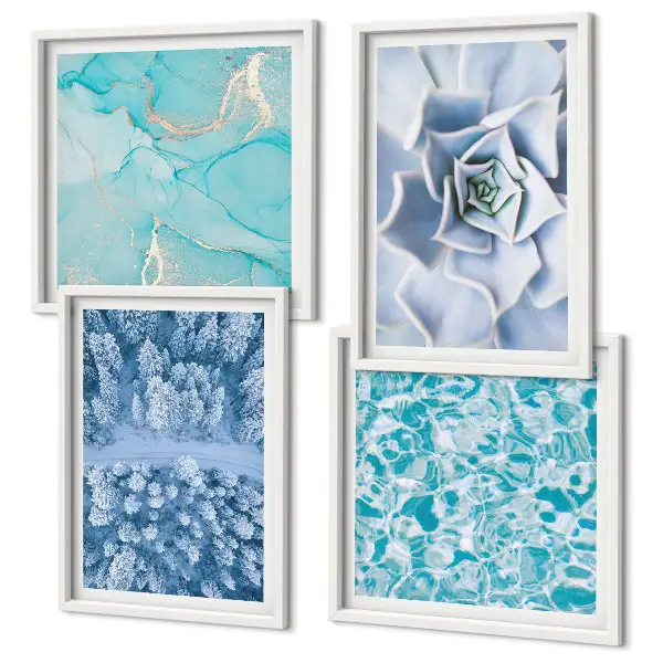 Winterwald Blaublume Polyptychon mit Rahmen