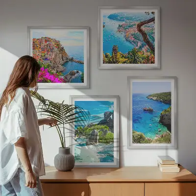 Wanddeko-Set Palmen am Meer mit blauem Wasser
