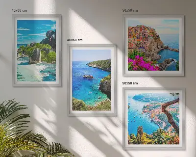 Wanddeko-Set Palmen am Meer mit blauem Wasser