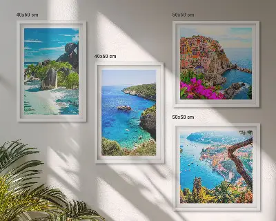 Wanddeko-Set Palmen am Meer mit blauem Wasser