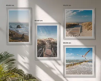 Strandwellen, Himmelsbrücke, Spaziergang als gerahmtes Polyptychon