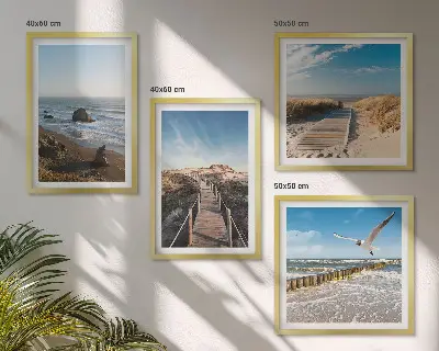 Strandwellen, Himmelsbrücke, Spaziergang als gerahmtes Polyptychon