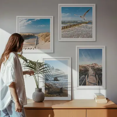 Strandwellen, Himmelsbrücke, Spaziergang als gerahmtes Polyptychon