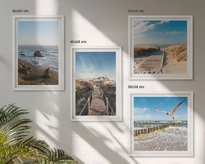 Strandwellen, Himmelsbrücke, Spaziergang als gerahmtes Polyptychon