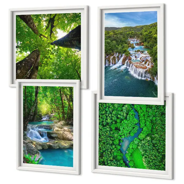 Wanddeko-Set Wasserfälle im grünen Wald
