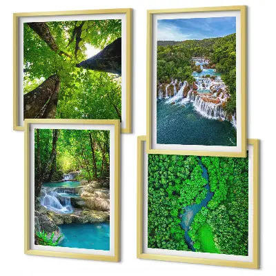 Wanddeko-Set Wasserfälle im grünen Wald