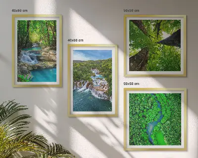 Wanddeko-Set Wasserfälle im grünen Wald